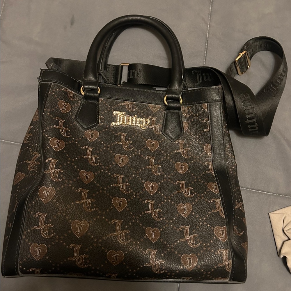 Juicy Couture Black and Brown Logo Handbag
